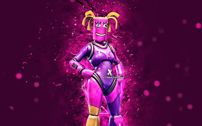 Twistie purple neon lights, 2020 games, Fortnite Battle Royale, Fortnite characters, Twistie Skin, Fortnite, Twistie Fortnite, HD wallpaper