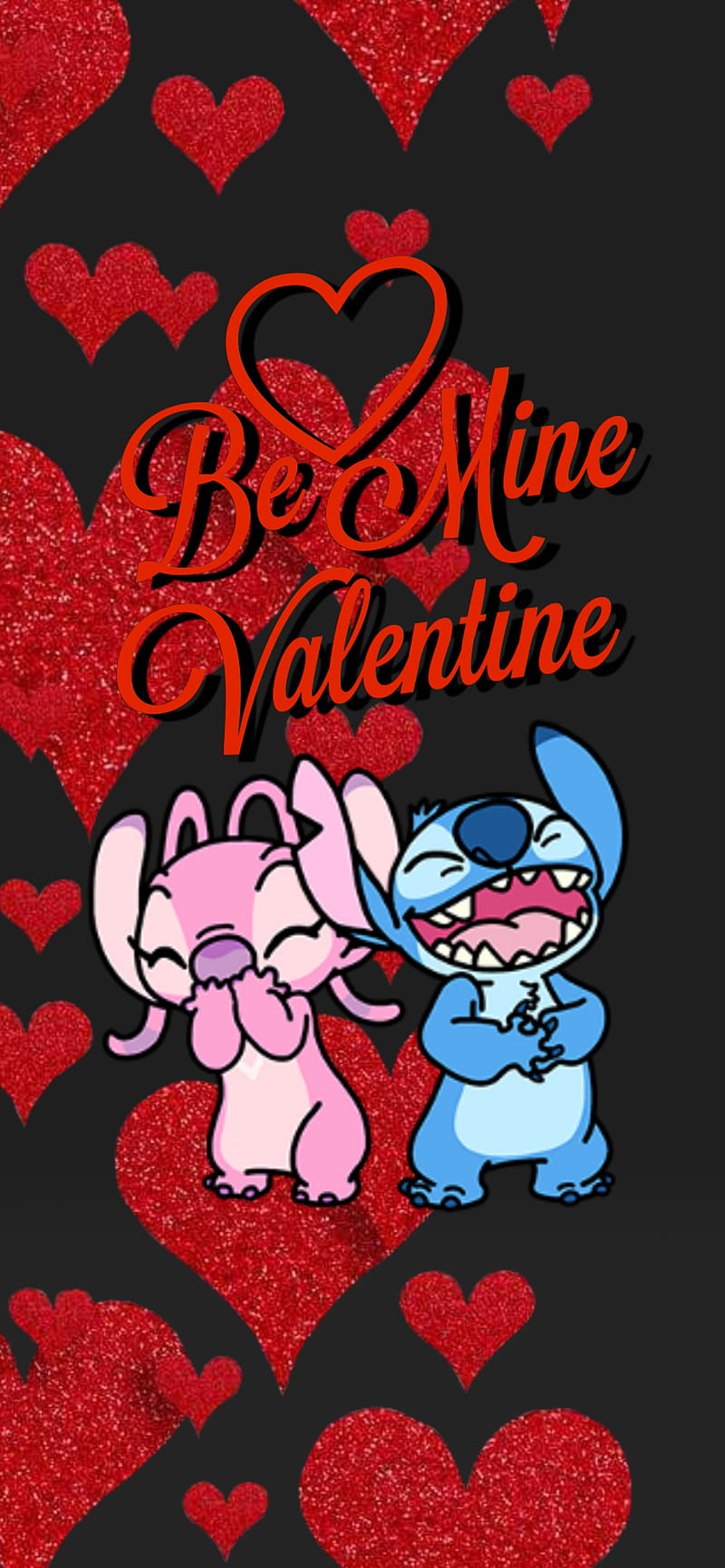 Be Mine Valentine , be mine, be mine valentine, black, dope, happy, love, red, stitch, theme, valentine day, HD phone wallpaper