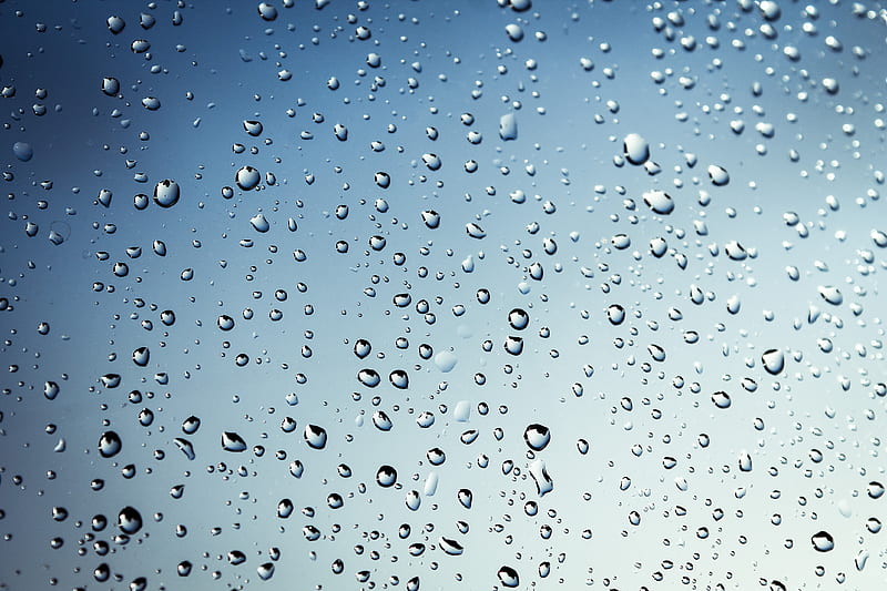Rain Drops, blue, drops, glass, live, rain, screen, water, wet, wet screen, HD wallpaper