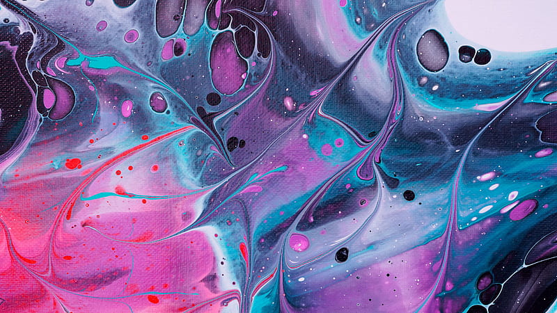 Pink Black Blue Paint Stains Liquid Abstract, HD wallpaper