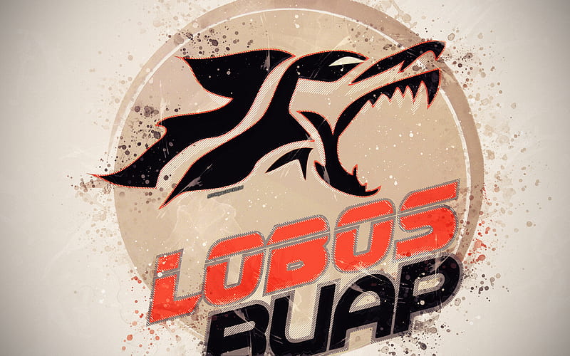 Lobos BUAP paint art, creative, Mexican football team, Liga MX, logo, emblem, white background, grunge style, Puebla de Zaragoza, Mexico, football, HD wallpaper