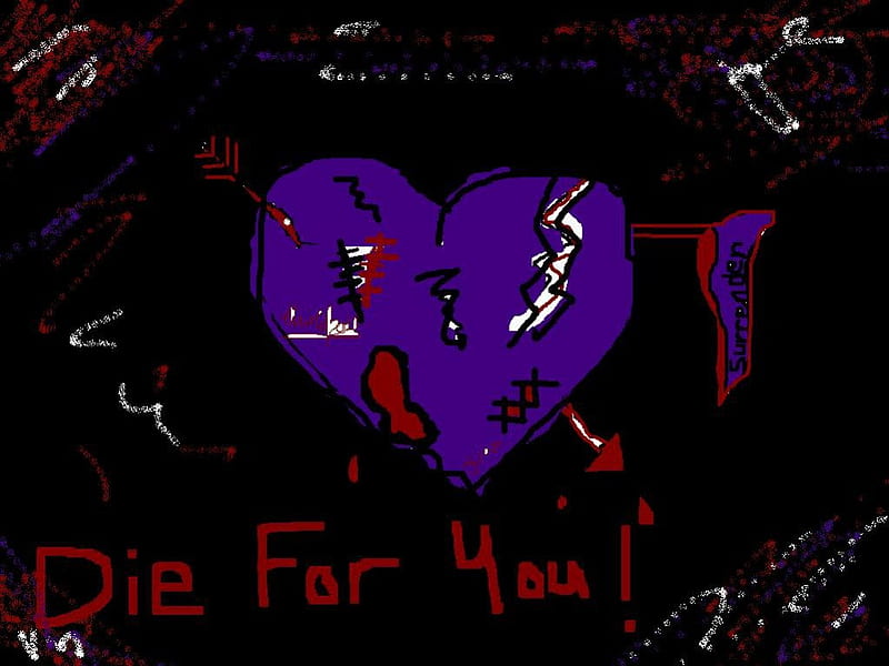 Die For You, for you, paint, corazones, black veil brides, HD wallpaper