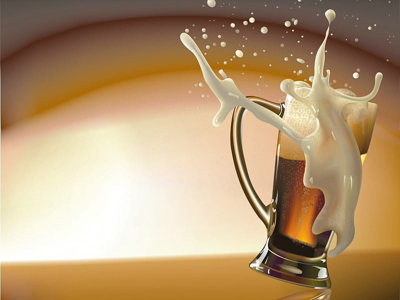 Beer, fizz, foam, mug, suds, breaking, glass, splash, party, drink, HD wallpaper