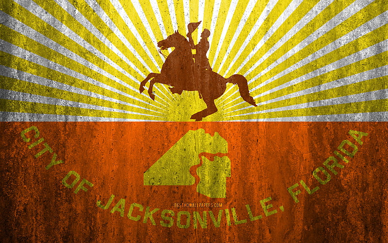 Flag of Jacksonville, Florida stone background, American city, grunge flag, Jacksonville, USA, Jacksonville flag, grunge art, stone texture, flags of american cities, HD wallpaper