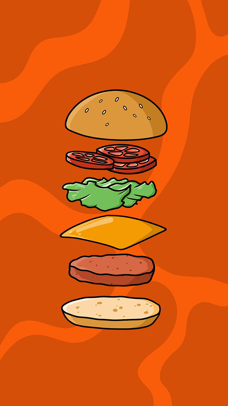Orange hamburger , bread, chips, cola, mcdonald, salad, tomato, zio-rapa, HD phone wallpaper