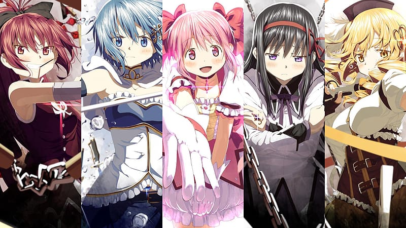 Anime, Kyōko Sakura, Puella Magi Madoka Magica, Homura Akemi, Madoka Kaname, Mami Tomoe, Sayaka Miki, HD wallpaper