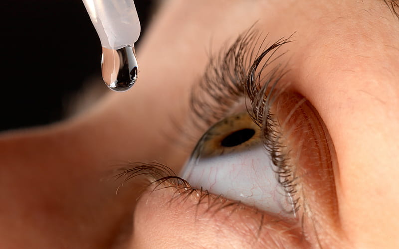 drop in the eye, eye treatment concepts, medicine, eyes, ophthalmology concepts, HD wallpaper