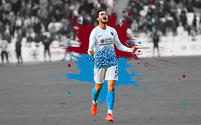 Majid Hosseini Trabzonspor FC, art, Iranian football player, splashes of paint, grunge art, creative art, Turkey, football, HD wallpaper