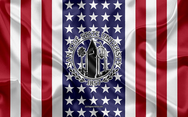 San Jose State University Emblem, American Flag, San Jose State University logo, San Jose, California, USA, Emblem of San Jose State University, HD wallpaper