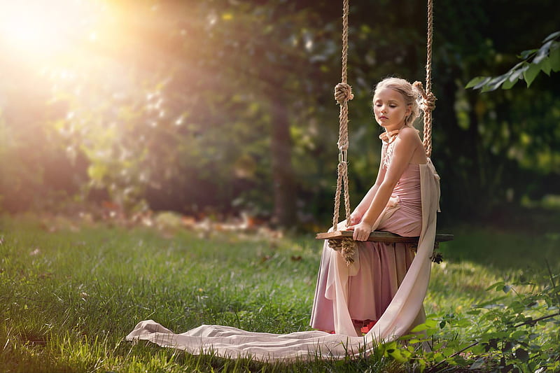 little girl, pretty, grass, sunset, adorable, sightly, sweet, nice, beauty, face, child, bonny, lovely, pure, blonde, baby, set, cute, swing, white, Hair, little, Nexus, bonito, dainty, kid, graphy, fair, green, people, pink, Belle, comely, tree, girl, princess, childhood, HD wallpaper