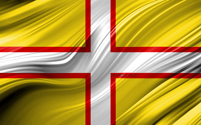 Dorset flag, english counties, 3D waves, Flag of Dorset, Counties of England, Dorset County, administrative districts, Dorset 3D flag, Europe, England, Dorset, HD wallpaper