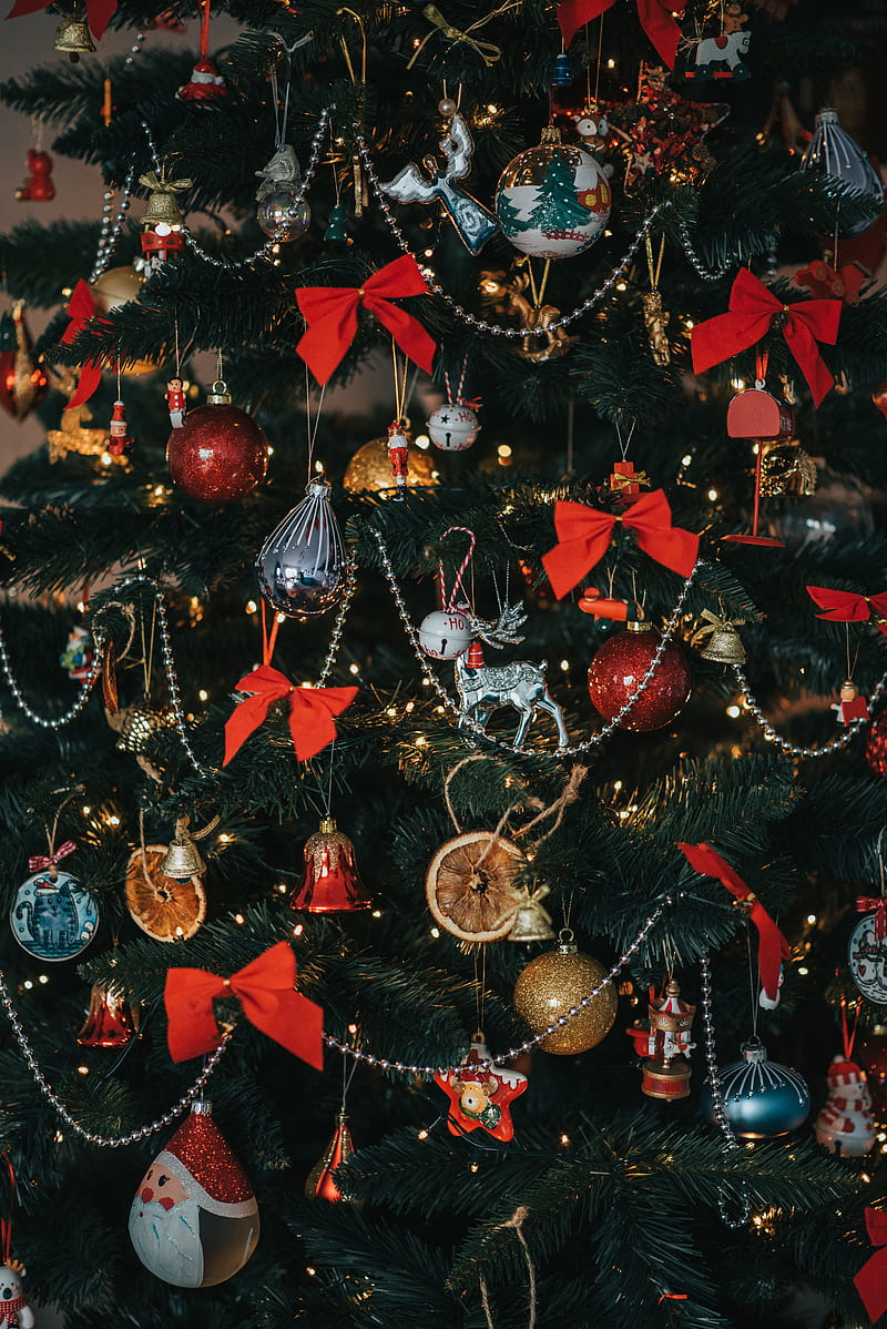 christmas tree, decoration, christmas, new year, holiday, HD phone wallpaper