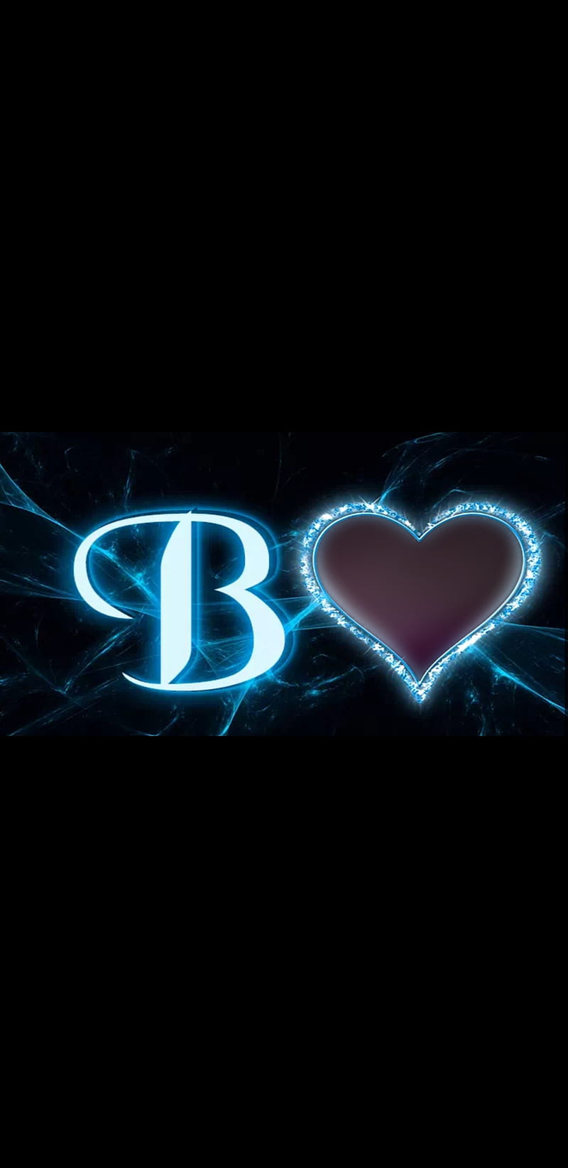 b letter, symbol, neon, letter, black, blue, HD phone wallpaper