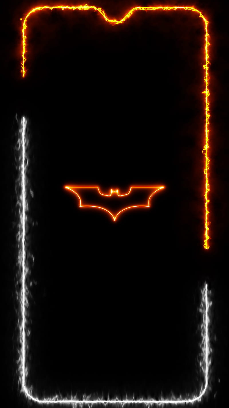 Batman Frame, amoled oled black background glowing fire flame orange ...