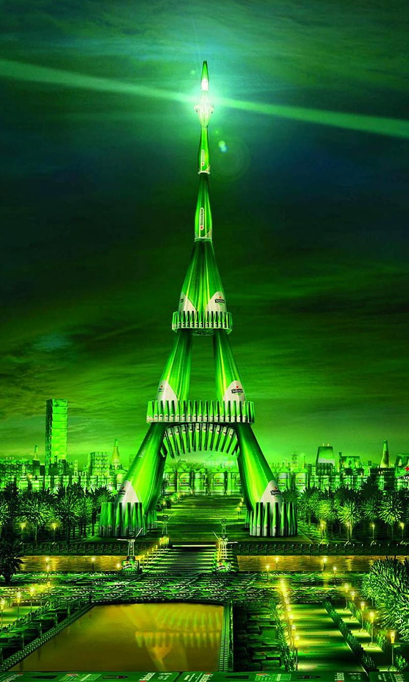 Heineken Tower, beer, green, HD phone wallpaper