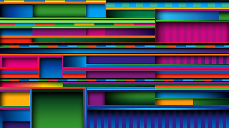 Green Blue Pink Squares Abstract, HD wallpaper