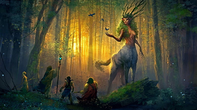 Spirit of the Forest, forest, magic, fantasy, elemental, HD wallpaper