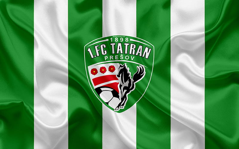 FC Tatran Presov silk texture, Slovak football club, logo, green white flag, Fortuna liga, Presov, Slovakia, football, HD wallpaper