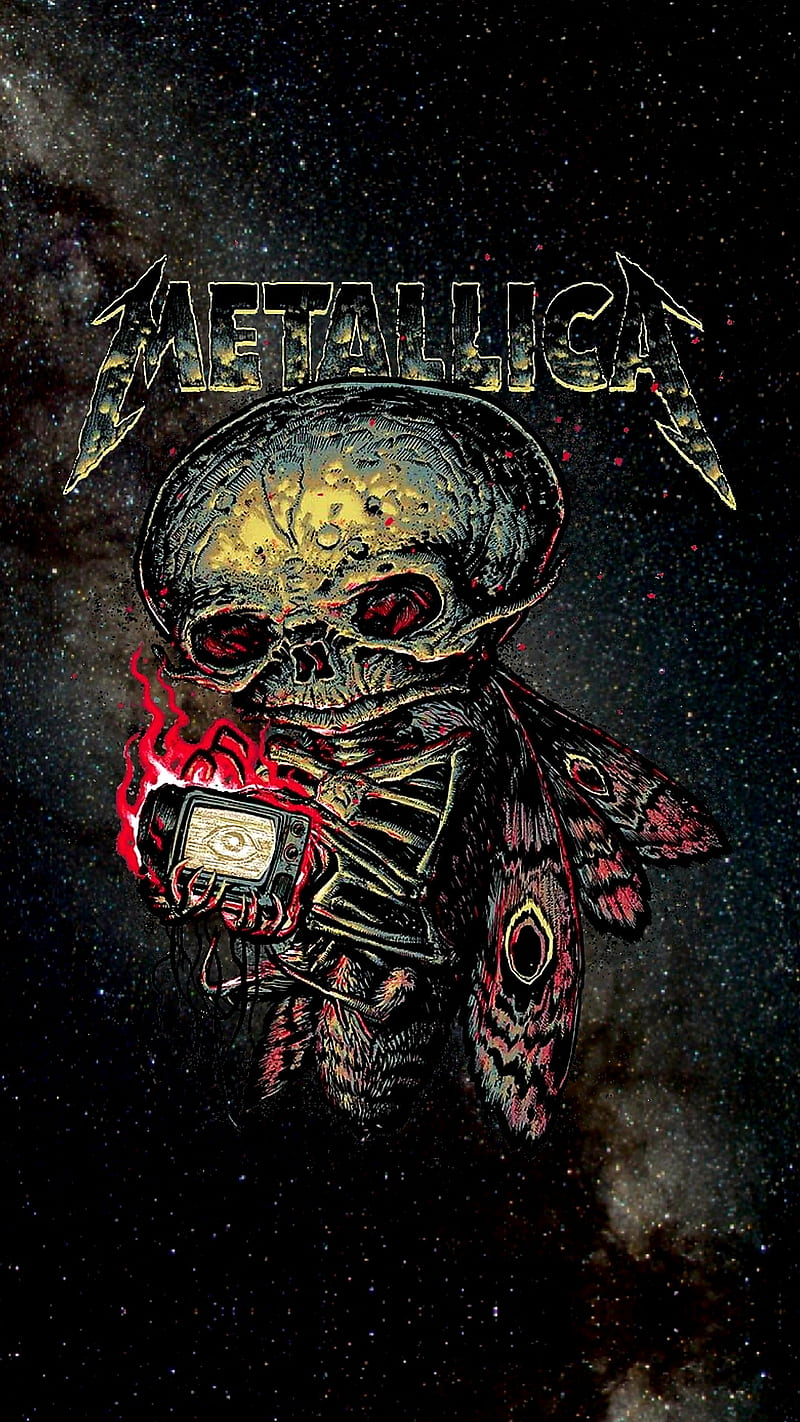 Metallica, cosmo, hardwired, logo, moth, space, to self destruct, universe, HD phone wallpaper