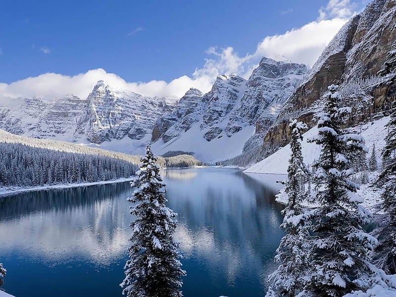 moraine lake banff national park-winter scenery, HD wallpaper