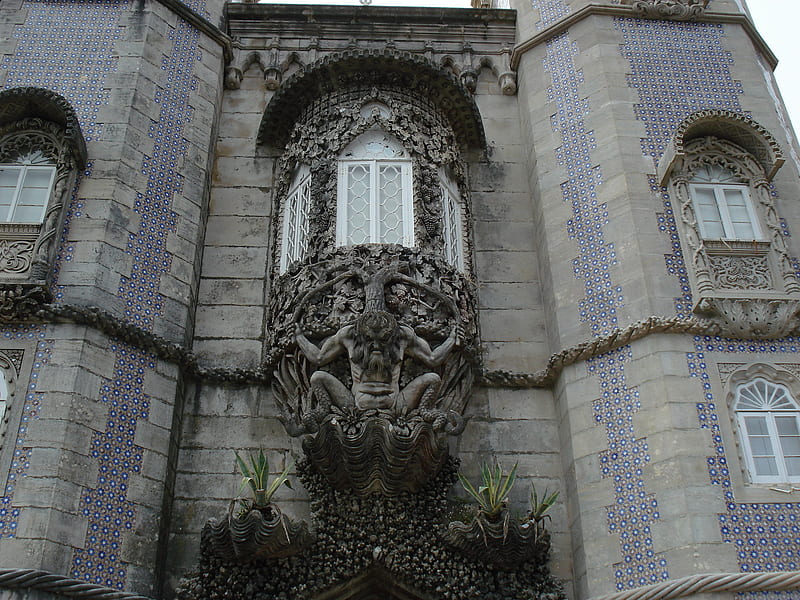 Sintra Palace, gargoyle, devil, statue, carving, HD wallpaper