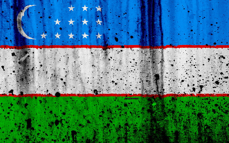 Uzbek flag grunge, flag of Uzbekistan, Asia, Uzbekistan, national symbols, Uzbekistan national flag, HD wallpaper