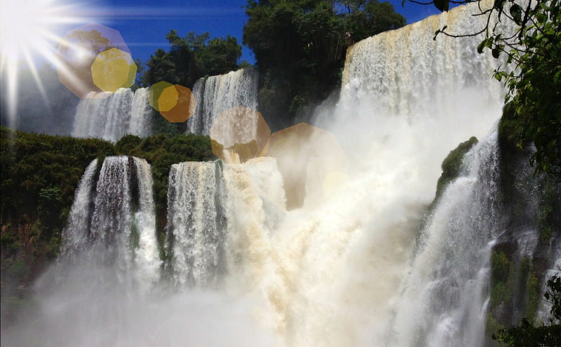Iguazu Falls, Argentina, Waterfall, Nature, Sun, Argentina, HD wallpaper