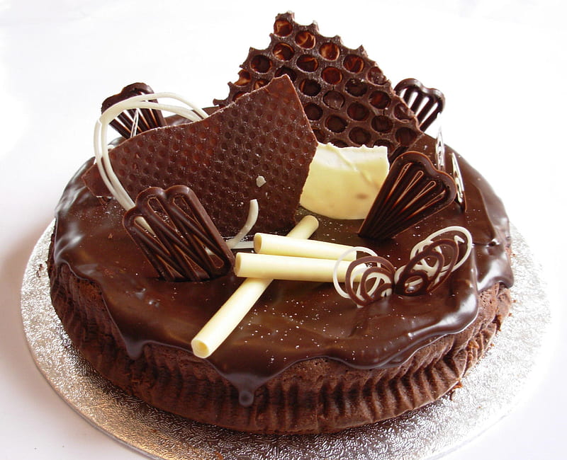 Chocolate topped cake, cake, cupcake, food, yummie, chocolate, choc, birtay, HD wallpaper
