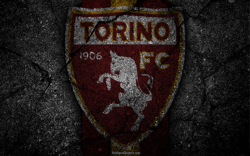 Torino, logo, art, Serie A, soccer, football club, Torino FC, asphalt texture, HD wallpaper