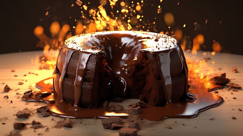 Melted chocolate cake, Party, Delicious, Tasty, Table, HD wallpaper