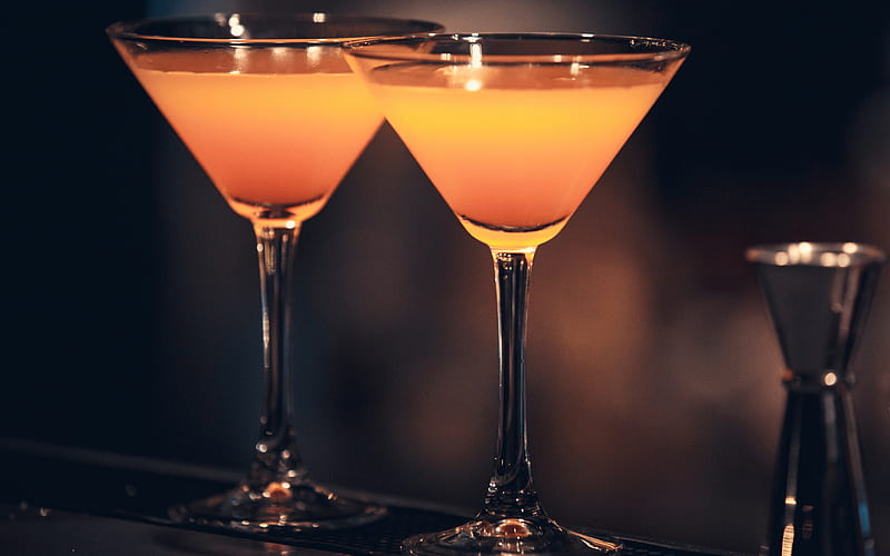 Daiquiri, orange daiquiri, cocktail glasses, orange cocktail, different drinks, HD wallpaper