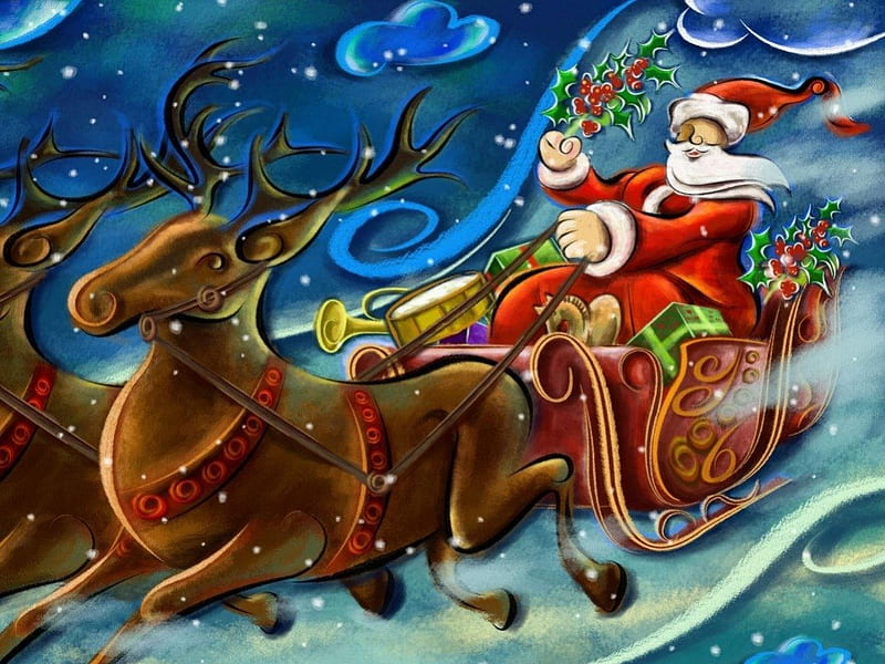 Santa claus y su reno, reno, santa, navidad, claus, Fondo de pantalla HD |  Peakpx