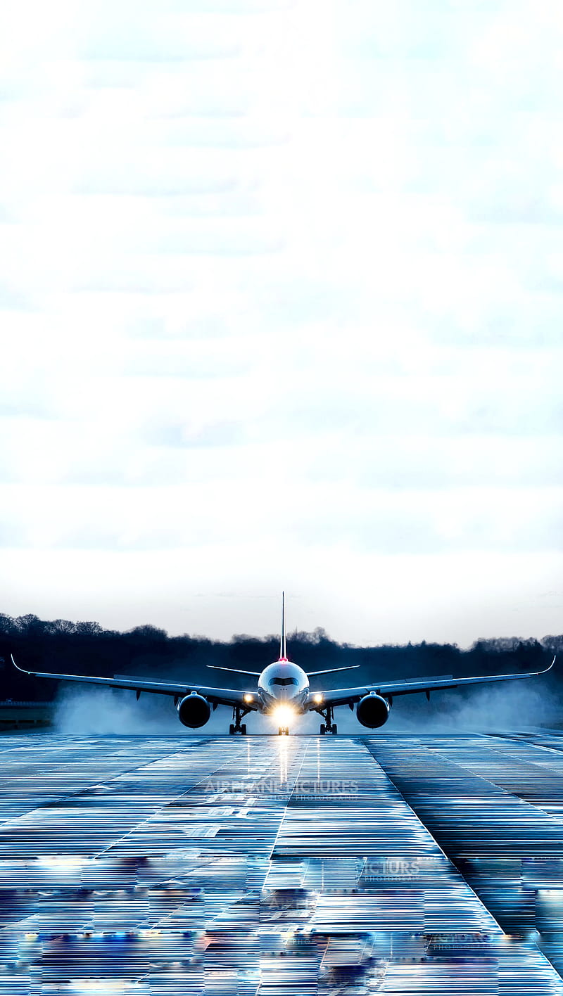 AIRBUS A350 XWB 100, airbus, airbus a350, aviation, evening, plane, power, rolls-royce, runway, speed, takeoff, HD phone wallpaper