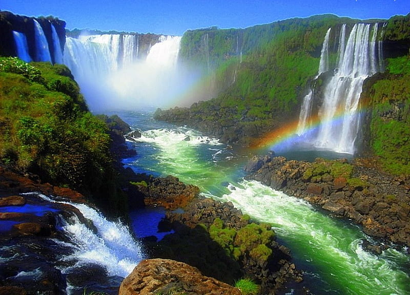 Waterfall, nature, bonito, rainbow, HD wallpaper | Peakpx