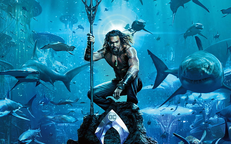 Aquaman, 2018, promo, poster, superhero, sea, ocean, Jason Momoa, HD wallpaper