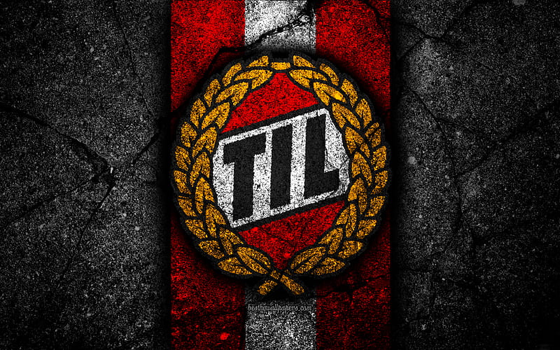 Tromso FC, emblem, Eliteserien, black stone, football, Norway, Tromso, logo, asphalt texture, soccer, FC Tromso, HD wallpaper