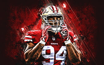 Trent Williams, San Francisco 49ers, NFL, portrait, red stone background,  National Football League, HD wallpaper