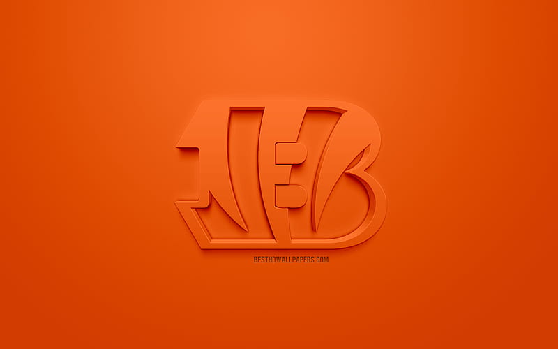 Cincinnati Bengals, American football club, 3d creative logo, orange background, 3d emblem, NFL, Cincinnati, Ohio, USA, National Football League, 3d art, American football, 3d logo, HD wallpaper