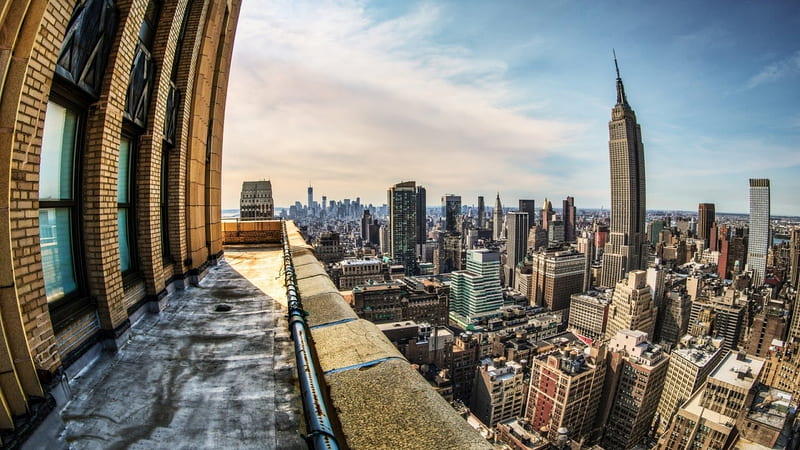 fantastic fisheye view of new york city r, fisheye, city, landing, view, r, skyscrapers, HD wallpaper