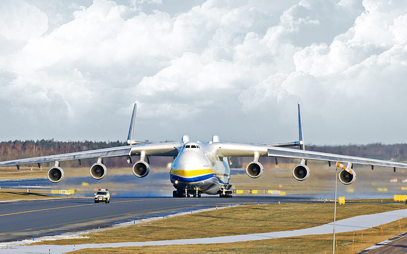 Antonov, runway, AN-225, aerodrome, airport, cargo plane, Cossack, Antonov An-225 Mriya, transport aircraft, AN225, Antonov Airlines, Ukrainian aircraft, HD wallpaper