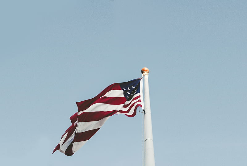 U.S.A flag under blue sky, HD wallpaper