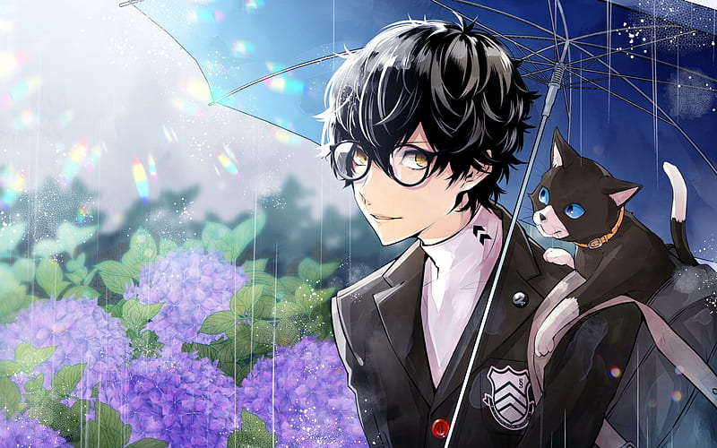 Joker, Kurusu Akira, black cat, Morgana, Persona 5, protagonist, Megami Tensei, HD wallpaper