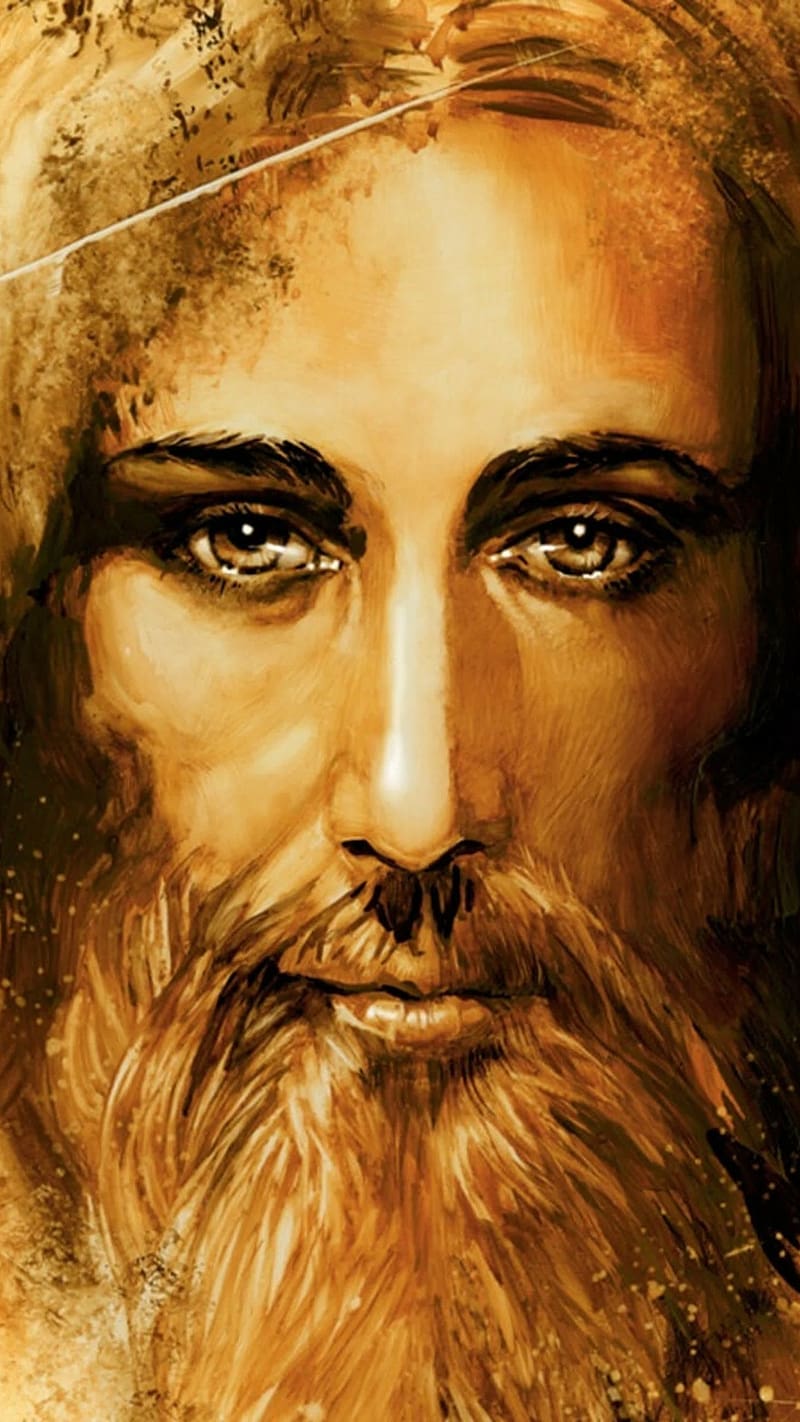 Christian Live, Brown Face Painting Work, brown, painting work, art work, lord, god, face, HD phone wallpaper