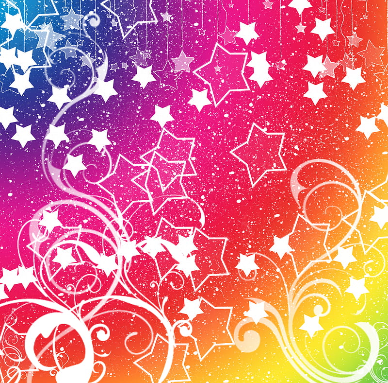 Rainbow Stary Background by Iris Angel. jpg, rainbow, colors happy stars, HD wallpaper