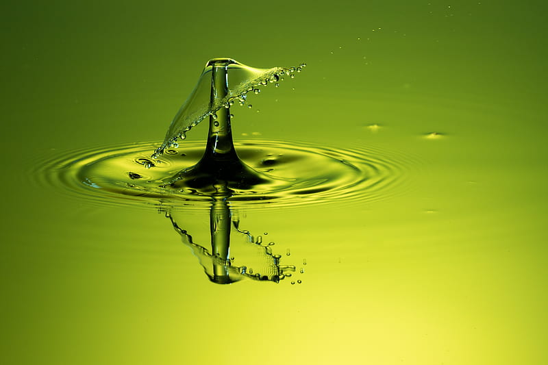 drop, splash, macro, liquid, green, HD wallpaper