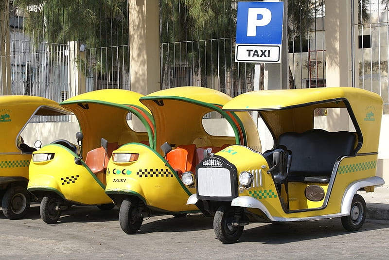 Taxi from Cuba, Yellow, Cuba, Taxi, Three, HD wallpaper