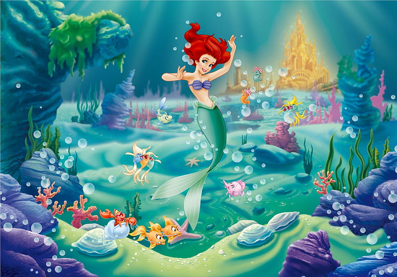 The Little Mermaid, Ariel, Disney, Cartoon, HD wallpaper