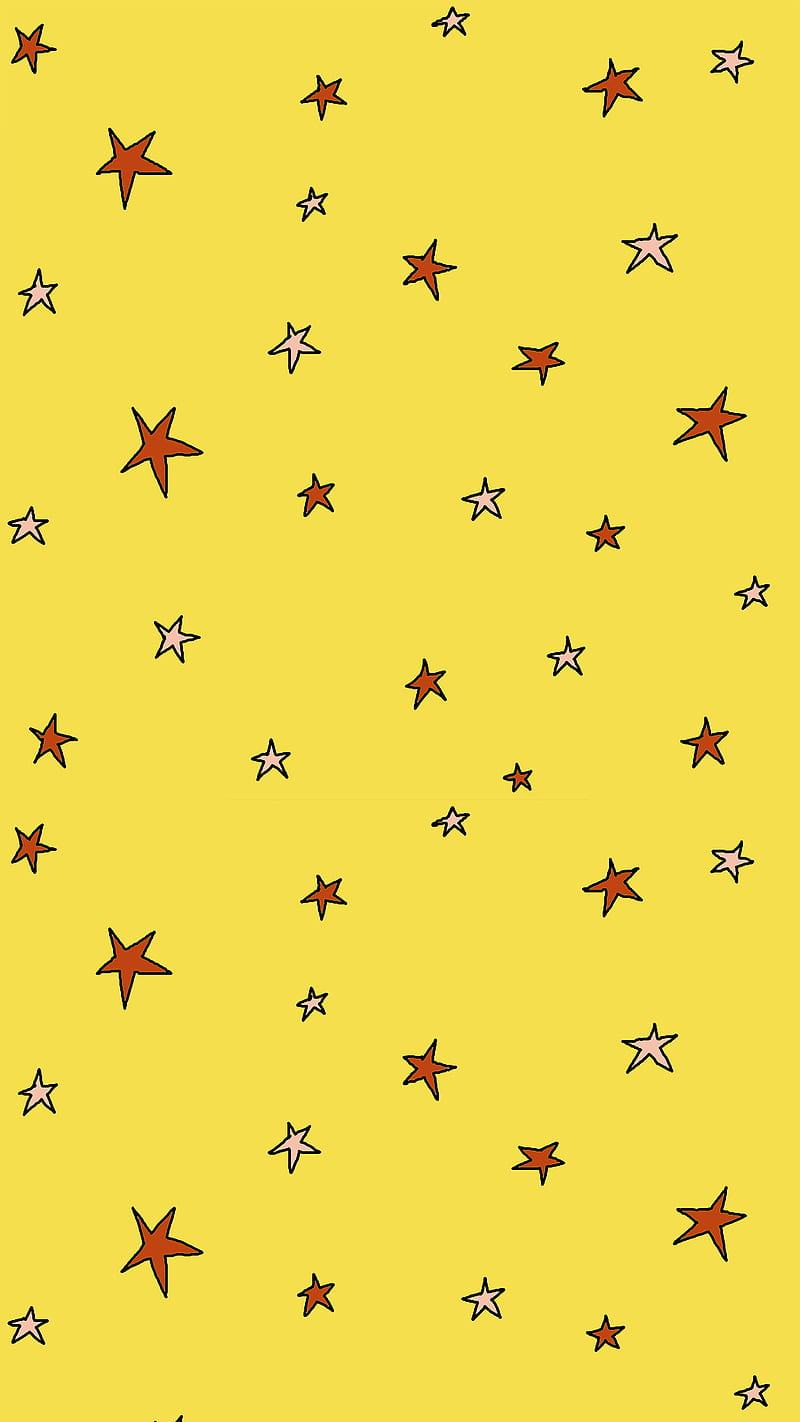 stars on yellow, 70s, 80s, art, drawing, hand drawing, hipster, pop art, pop culture, poster, retro, HD phone wallpaper
