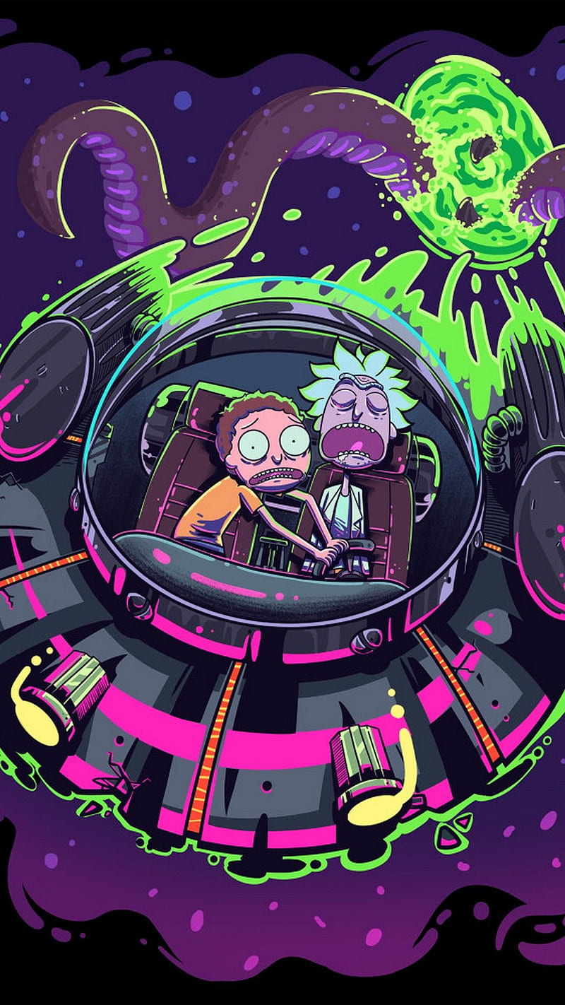 Rick and Morty , rickandmorty, tv, pickle, green, pink, blue, HD phone wallpaper