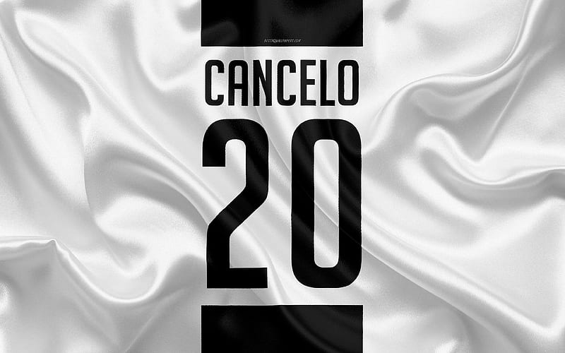 Joao Cancelo, Juventus FC, T-shirt, 20th number, Serie A, white black silk texture, Cancelo, Juve, Turin, Italy, football, HD wallpaper